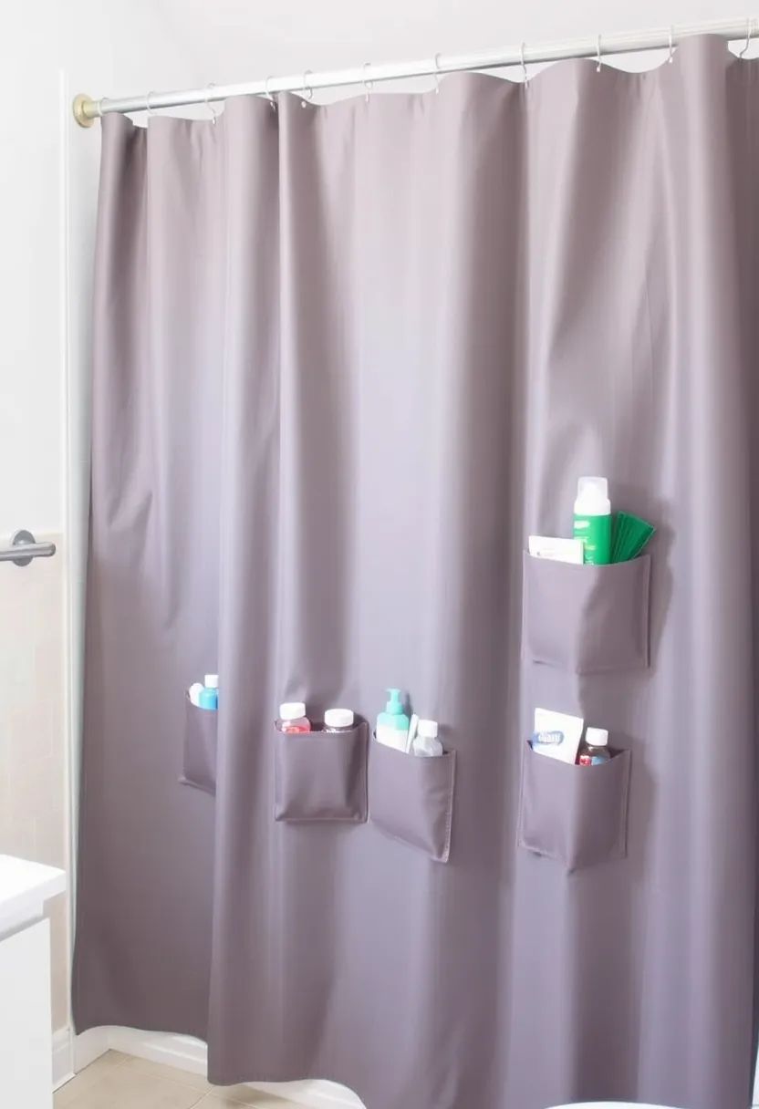 21 Bathroom Storage Hacks That'll Transform Your Space (You Won't Believe #10!) - 21. Upgrade Your Shower Curtain with Storage