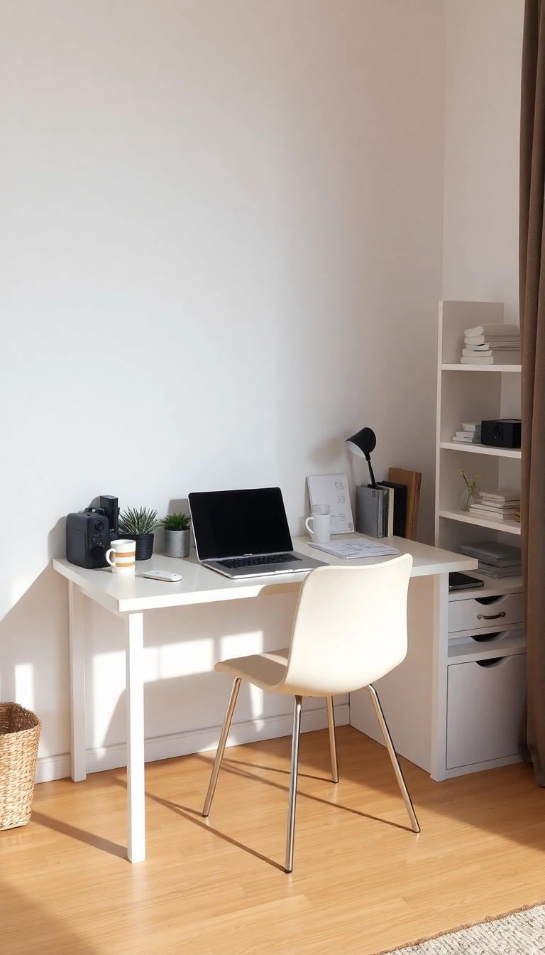 23 Minimalist Studio Apartment Décor Ideas That'll Transform Your Tiny Space! - 17. Minimalist Desk Space