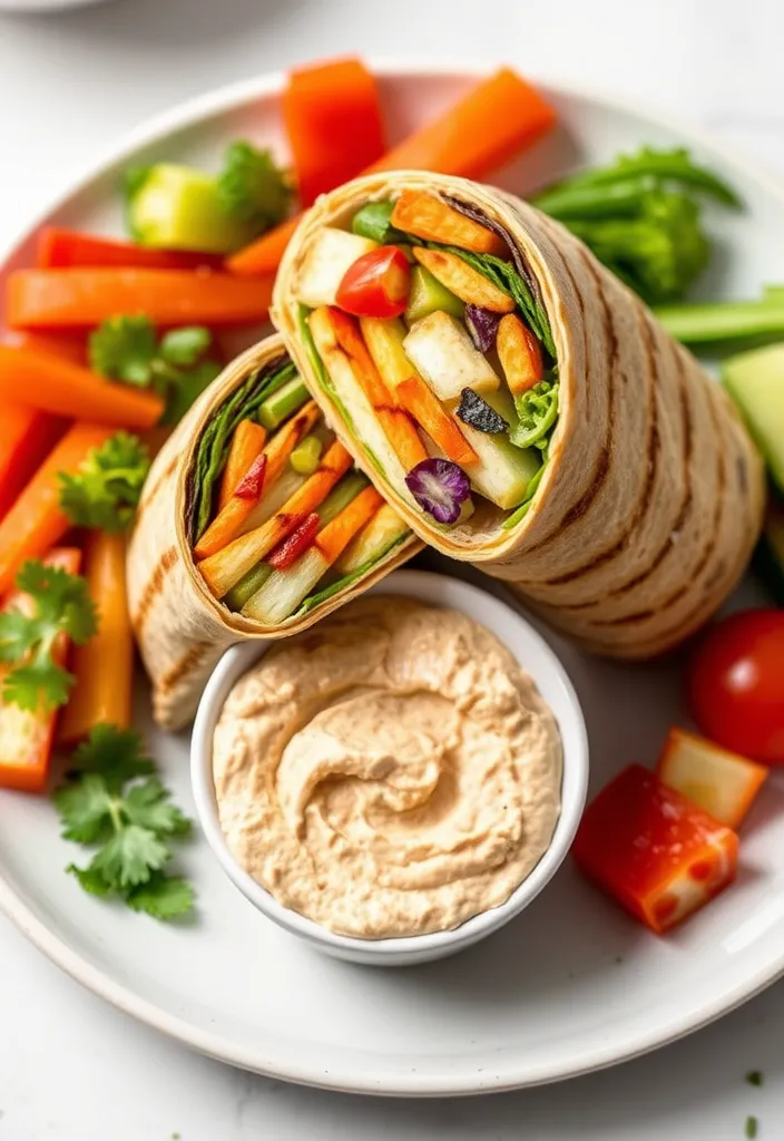 21 Quick and Healthy Meals You Can Make in Under 30 Minutes (Yum!) - 18. Grilled Veggie and Hummus Wrap