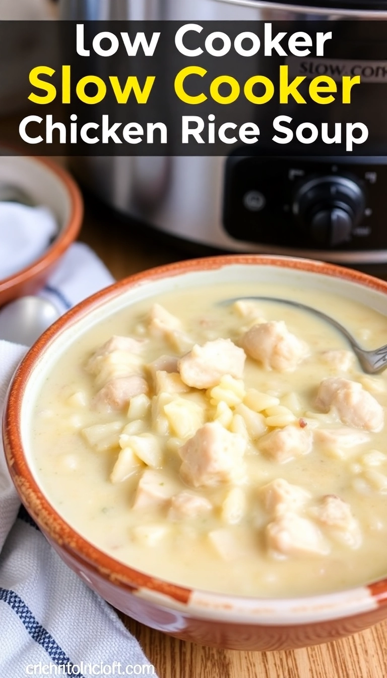 19 Creamy Chicken Soup Ideas That'll Make You Feel Cozy Inside! - 3. Slow Cooker Creamy Chicken and Rice Soup