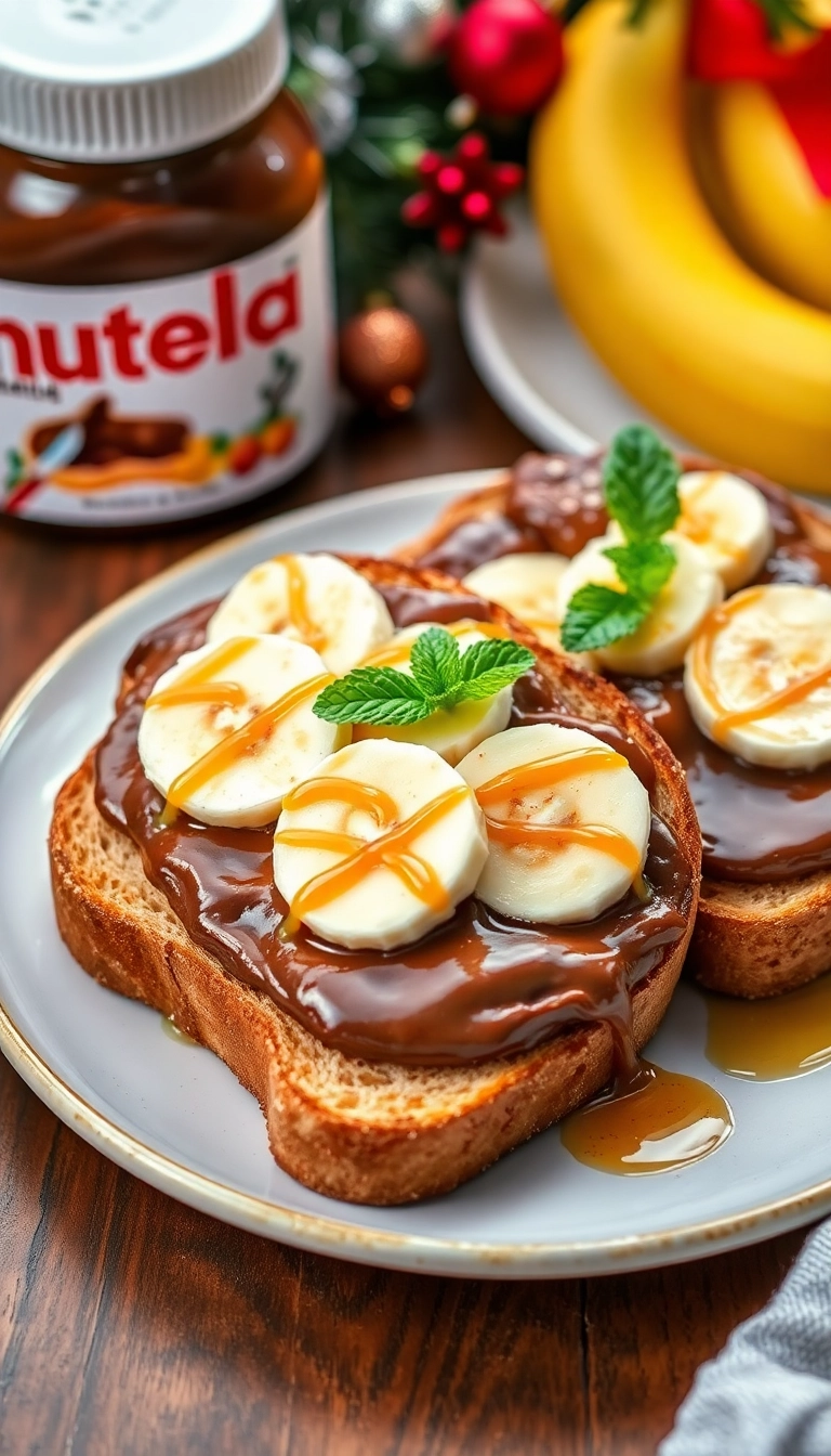 21 Christmas Brunch Ideas That Will Make Your Holiday Morning Magical! - 16. Nutella Banana Toast