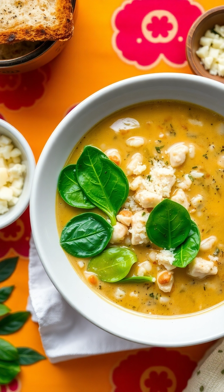 20 Creamy Chicken and Wild Rice Soup Ideas That Will Warm Your Soul! - 6. Creamy Chicken and Wild Rice Soup with Spinach