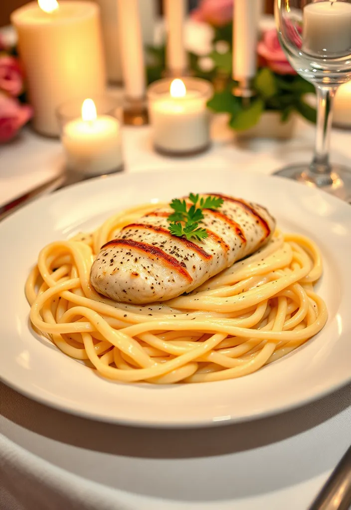 15 Romantic Valentine's Day Dinner Ideas That Will Melt Your Heart (Number 7 Is a Must-Try!) - 14. Fettuccine Alfredo with Grilled Chicken