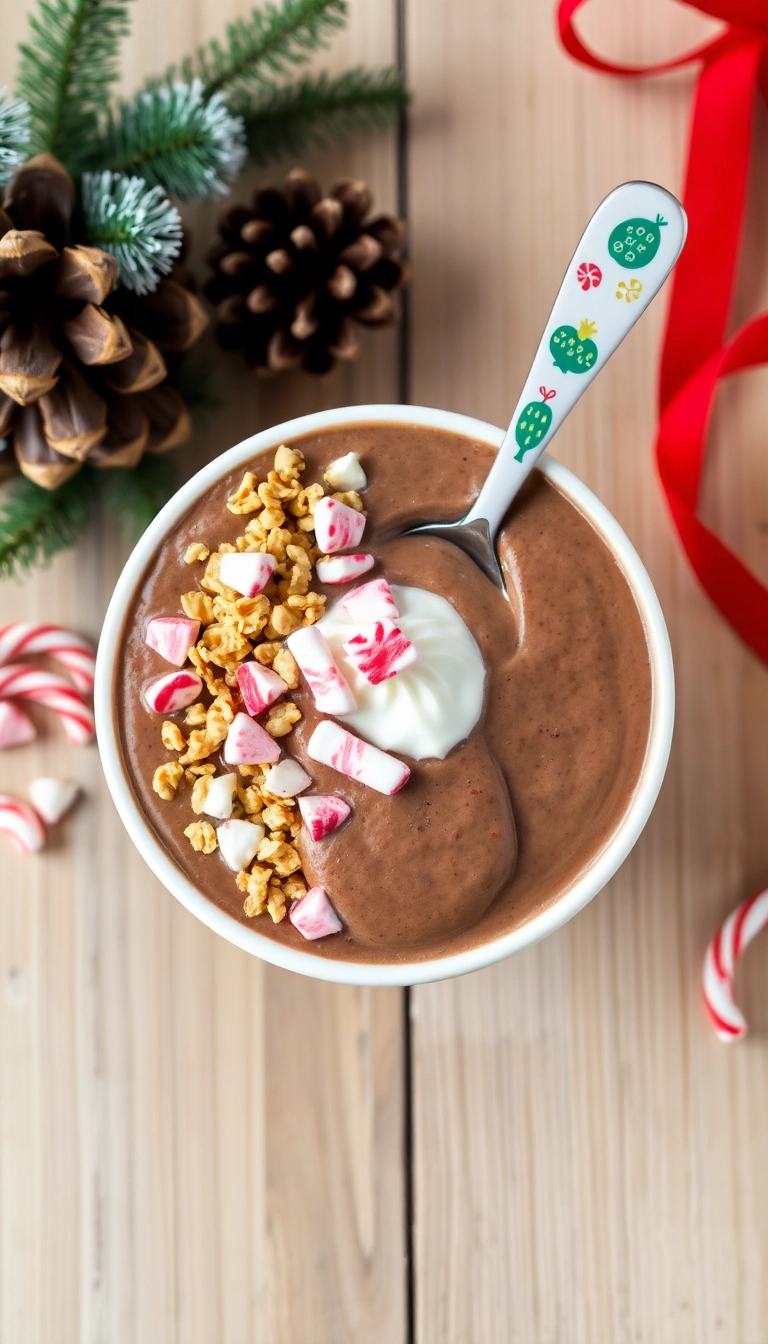 18 Christmas Breakfast Ideas That Will Make Your Mornings Merry! - 4. Peppermint Hot Chocolate Smoothie Bowl