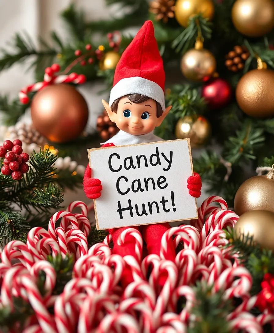 18 Easy Elf on the Shelf Ideas for Toddlers (Get Ready for Giggles with #14!) - 3. Elf Candy Cane Hunt