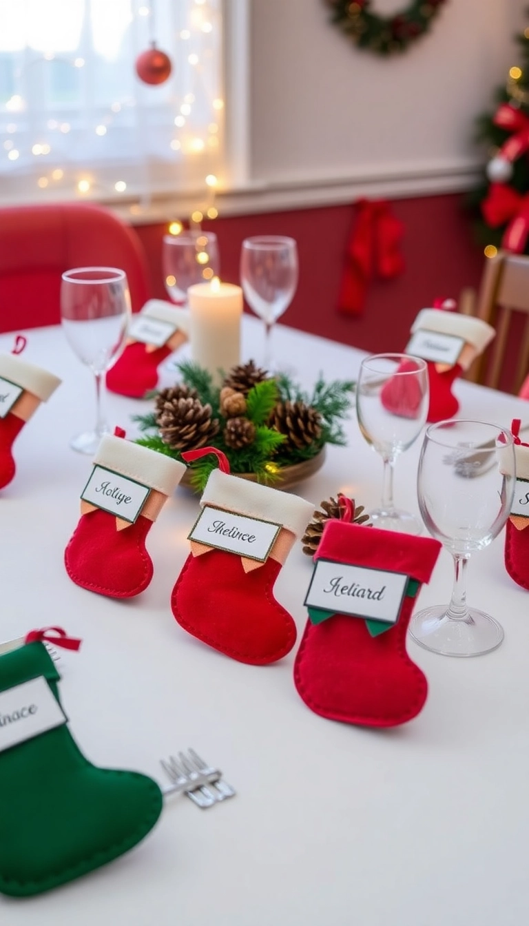 21 Creative DIY Christmas Place Setting Ideas That Will Wow Your Guests! - 13. Felt Christmas Stockings