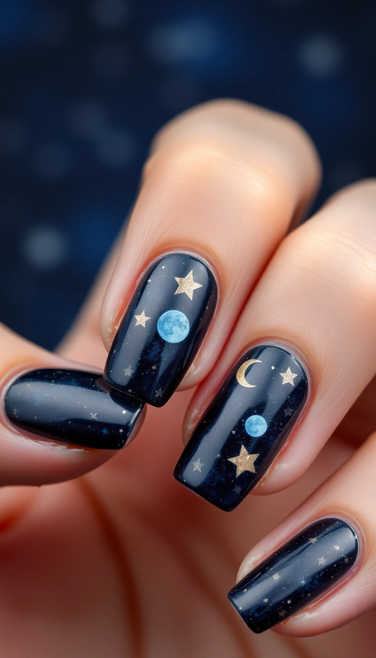 25 Stunning Acrylic Nails for Winter That Will Make You the Trendsetter! - 15. Celestial Nail Art