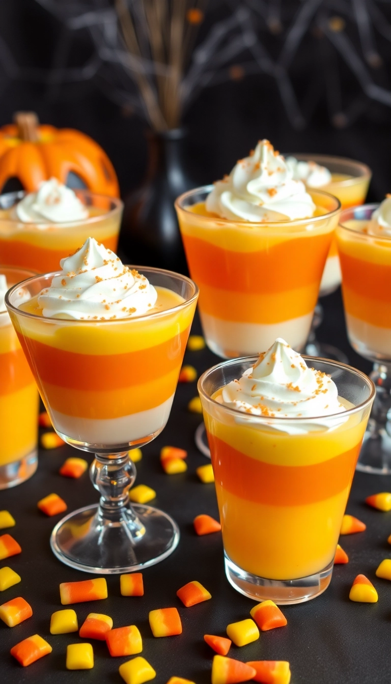 25 Spooky Dinner Ideas That'll Make Your Halloween Night Unforgettable! - 12. Candy Corn Jello Cups