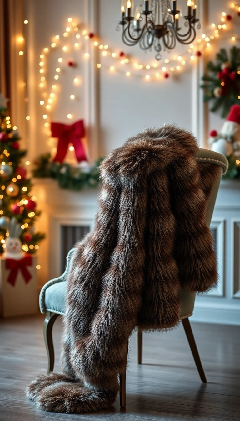 15 Festive Xmas Outfits for Women That'll Make You the Star of the Party! - 7. Chic Faux Fur Coat