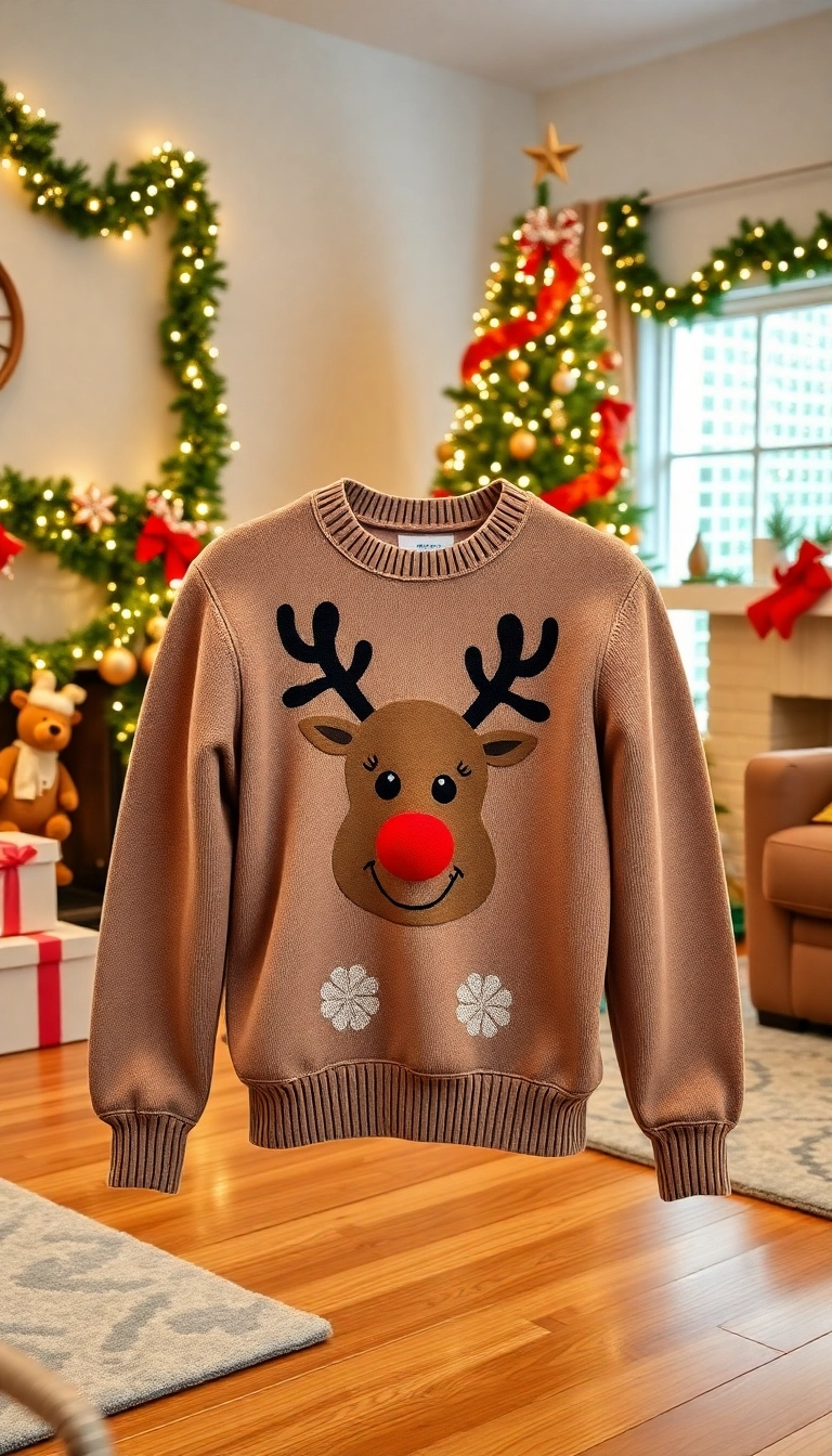 21 Trendy Holiday Tops You Need in Your Wardrobe This Christmas (Don’t Miss #7!) - 21. Reindeer-Themed Tops