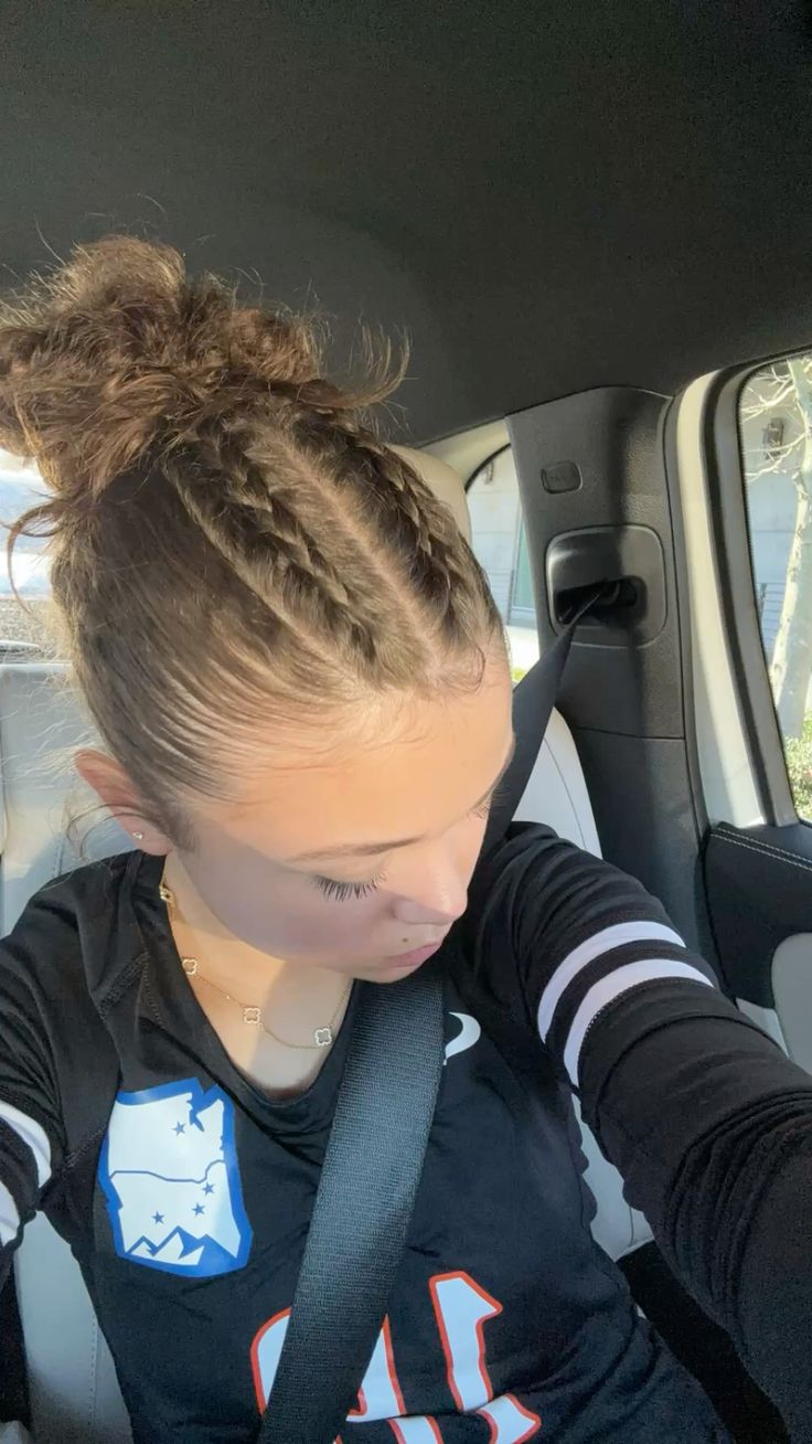 15 Quick and Stylish Volleyball Hairstyles That Are Game-Changers! - Sporty Bun with Braids