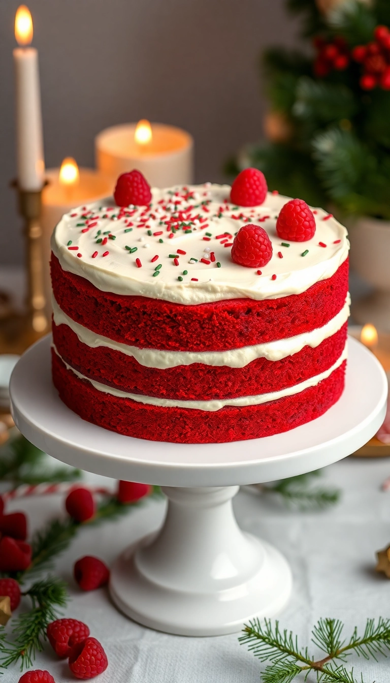 20 Stunning Christmas Cake Designs That Will Wow Your Guests (Number 7 Is a Showstopper!) - 4. Festive Red Velvet Layer Cake