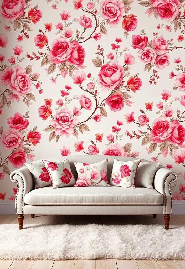 19 DIY Valentine's Day Wallpapers That Are So Easy to Create (You'll Want to Try #1!) - 3. Floral Patterned Wallpaper