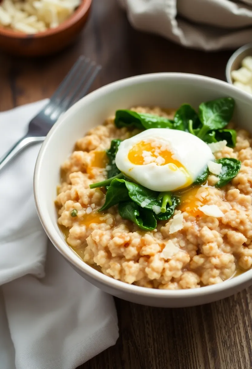 10 Gourmet Breakfast Ideas That Will Make You Feel Like a Chef (Brunch Goals!) - 9. Savory Oatmeal with Poached Egg and Spinach