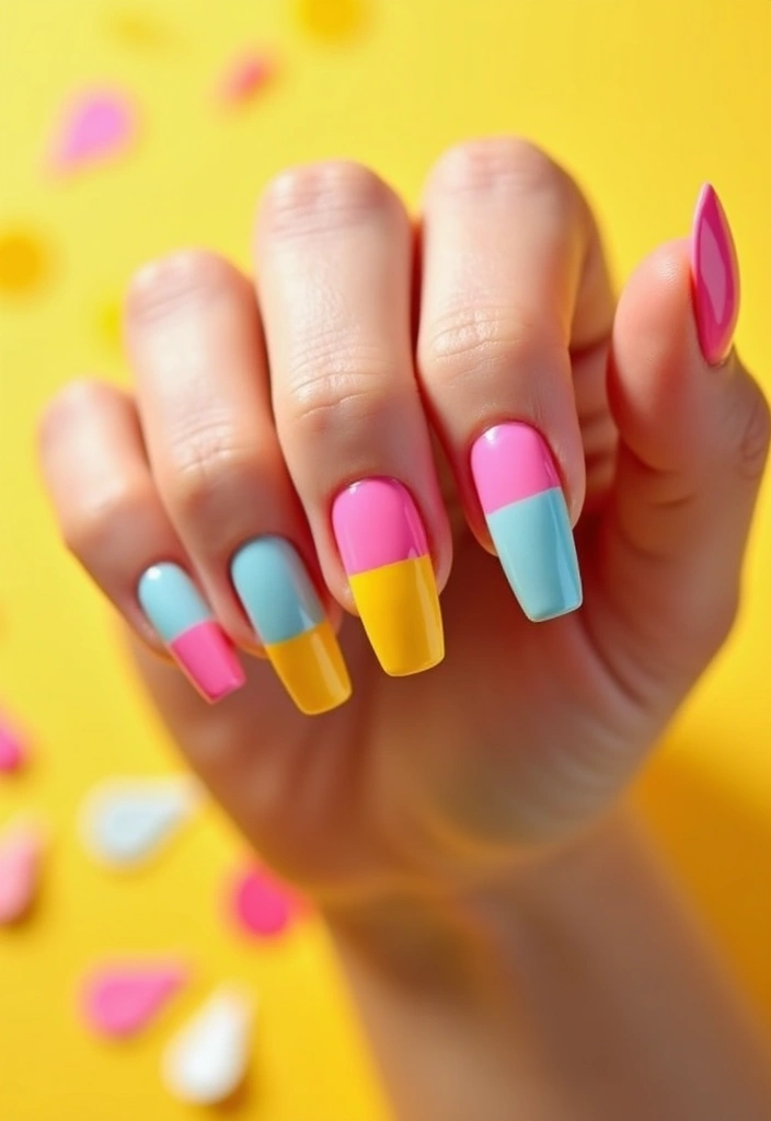 These 10 Spring 2025 Nail Designs Will Instantly Elevate Your Style Game! - 8. Bright Color Blocking