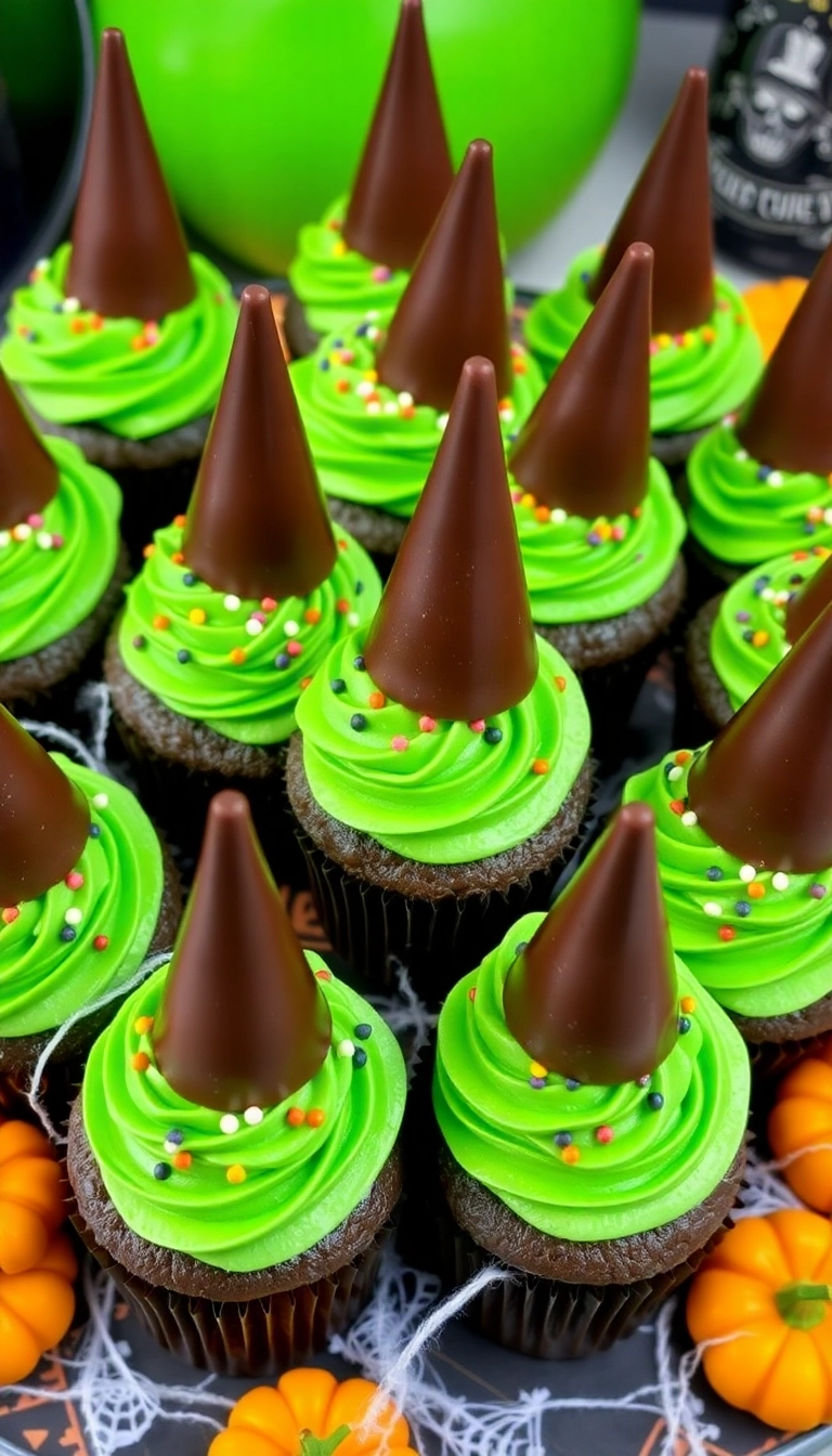 25 Spooky Dinner Ideas That'll Make Your Halloween Night Unforgettable! - 10. Witch’s Hat Cupcakes