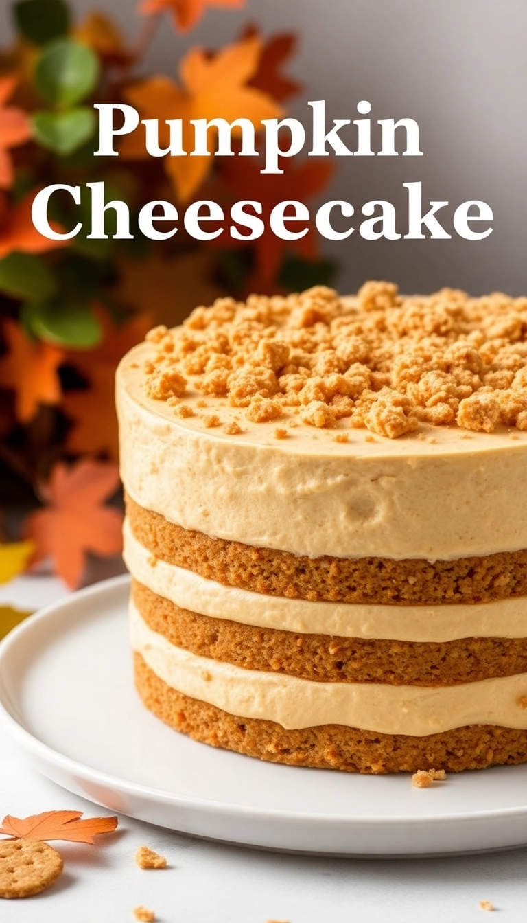 21 Fall-Themed Cake Ideas That'll Make Your Taste Buds Dance! - 14. Pumpkin Cheesecake Cake