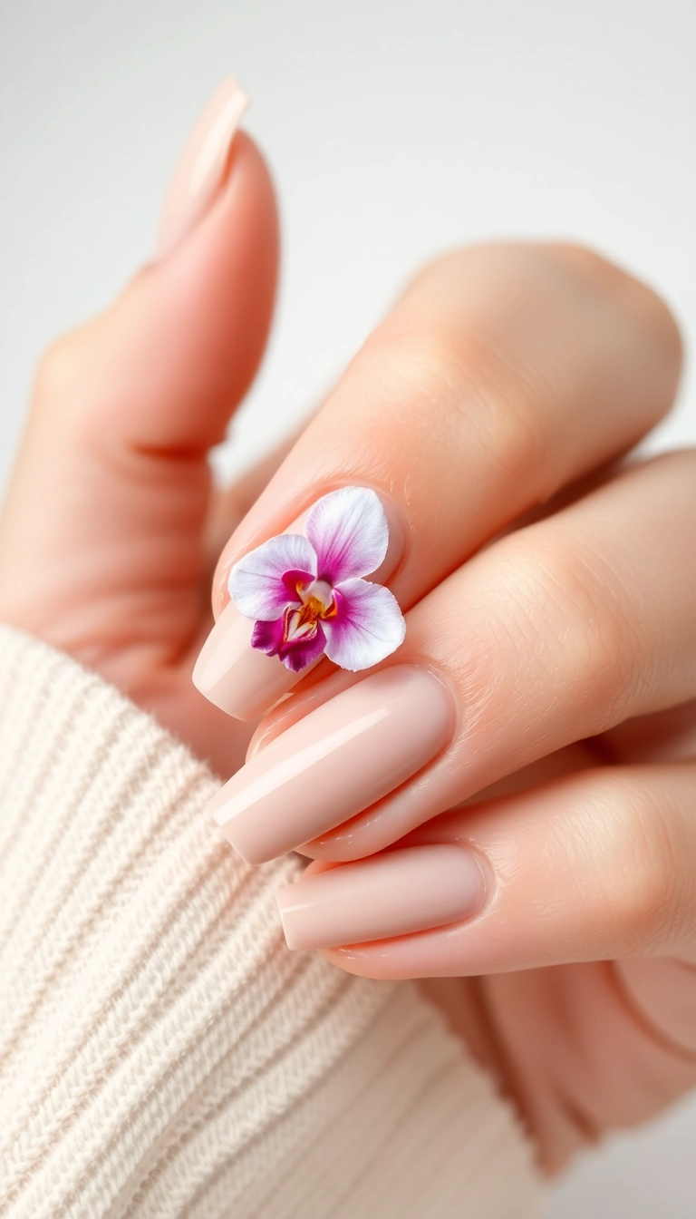 23 Stunning Orchid Nail Designs That Will Make Your Friends Jealous! - 2. Minimalist Orchid Accents