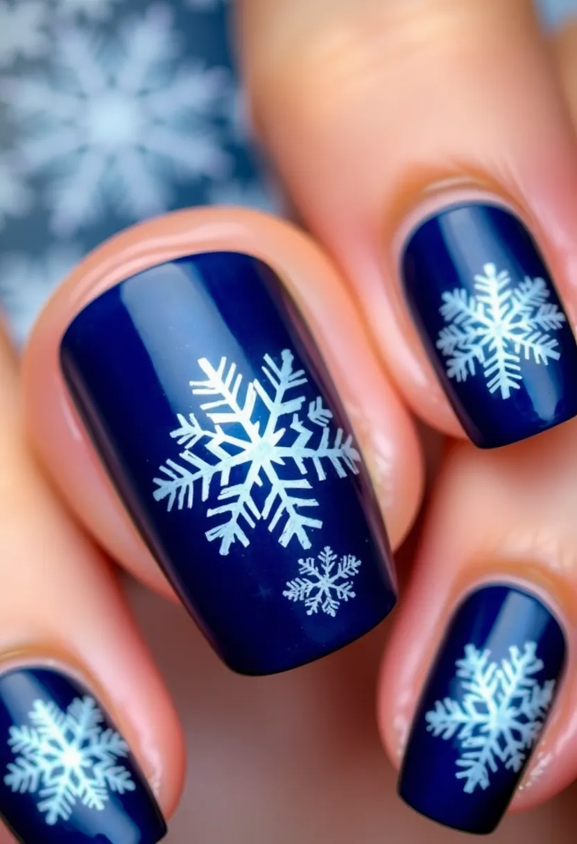 14 DIY January Nail Designs You Can Create in Under 30 Minutes! - 2. Snowflake Stamping