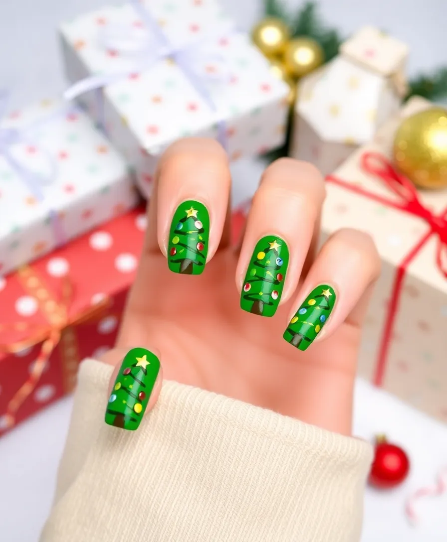 25 Festive December Nails That Will Make You the Star of Every Holiday Party! - 3. Christmas Tree Delight