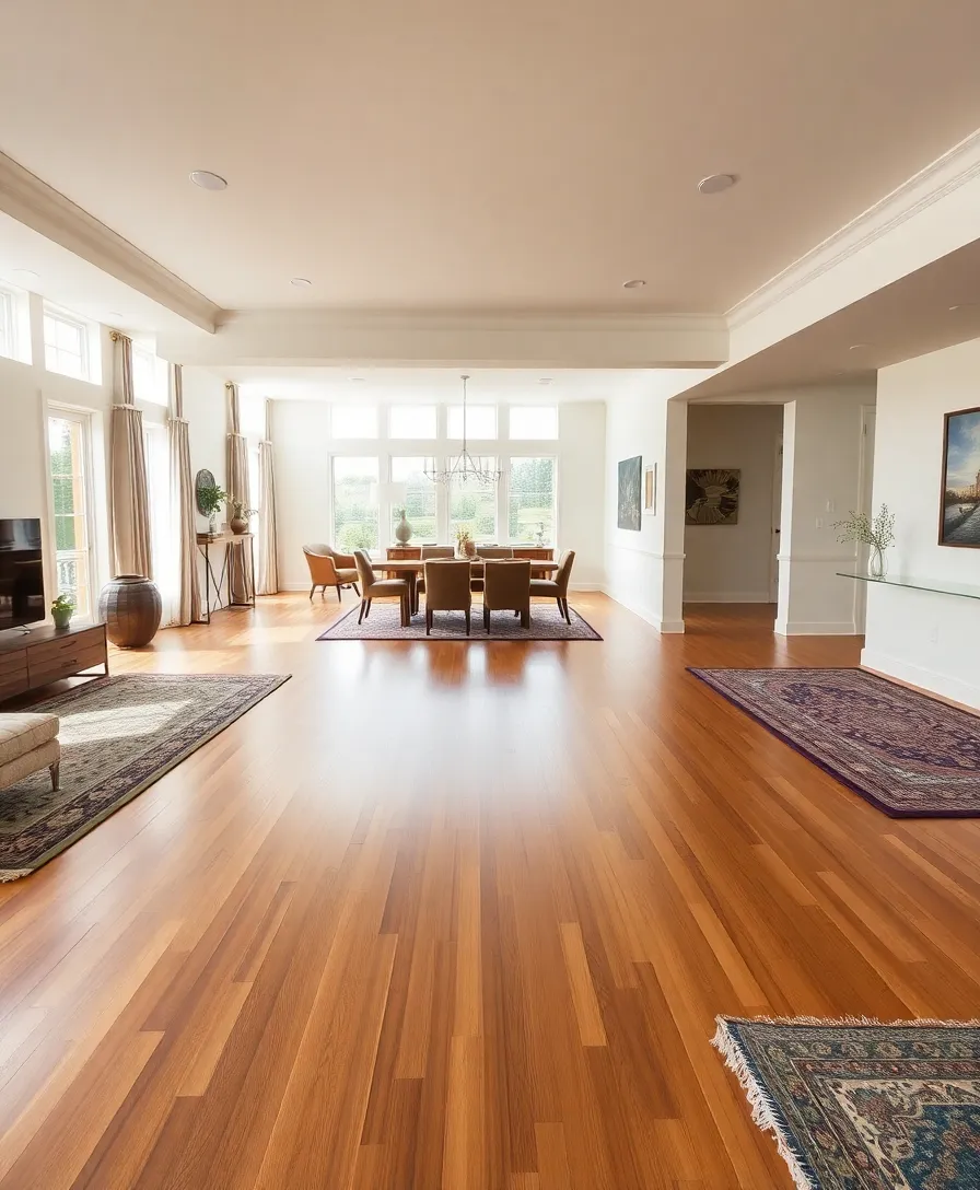 21 Stunning Open Layout Living Room Dining Room Ideas That Will Transform Your Space! - 8. Seamless Flooring