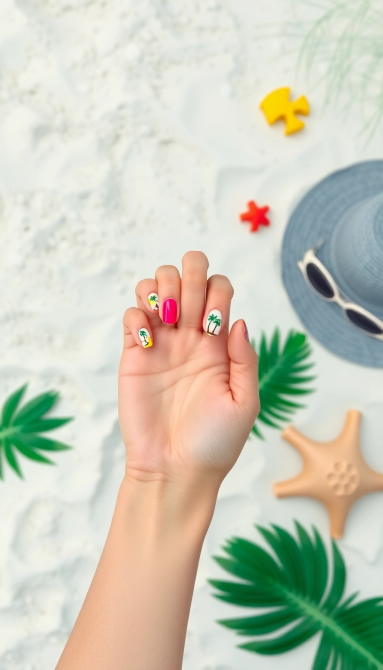 20 Fun New Year Themed Nails Designs That Will Kickstart Your Celebration! - 19. Tropical New Year