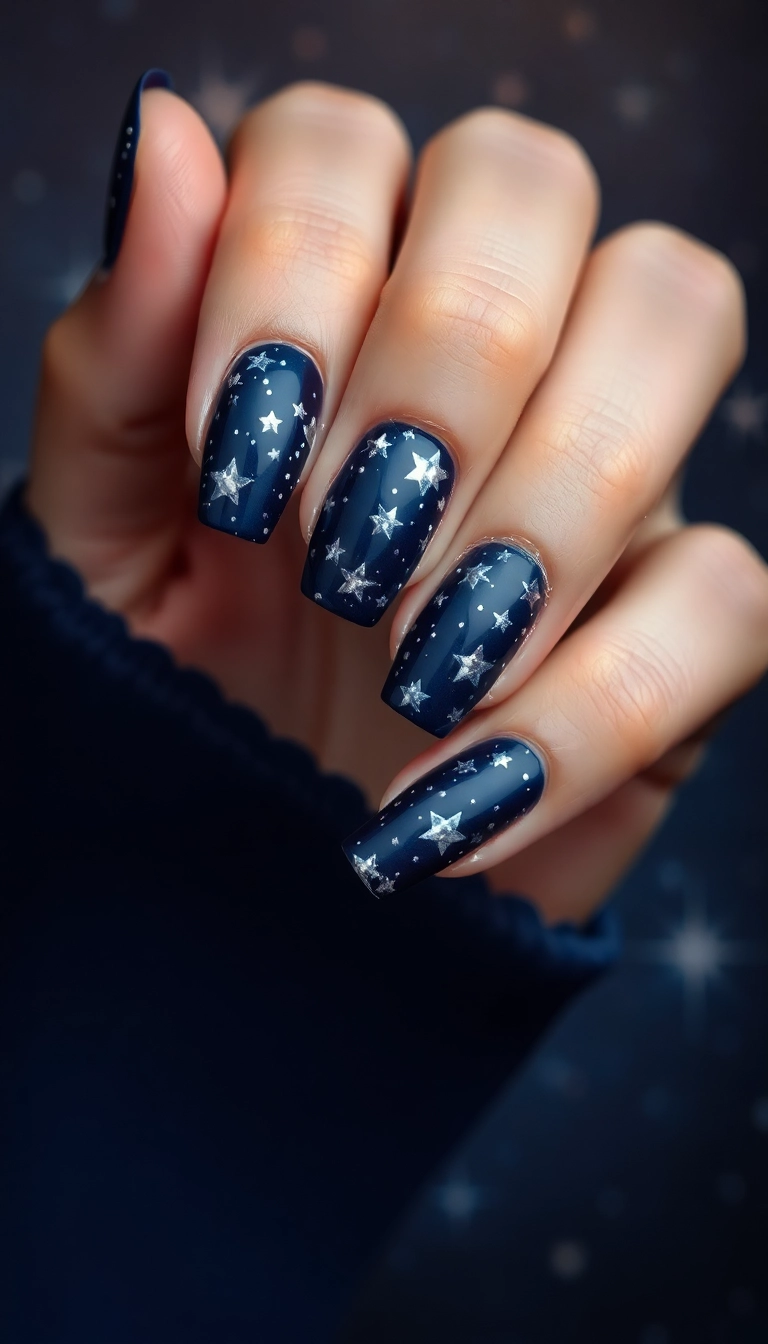 20 Fun New Year Themed Nails Designs That Will Kickstart Your Celebration! - 5. Starry Nights