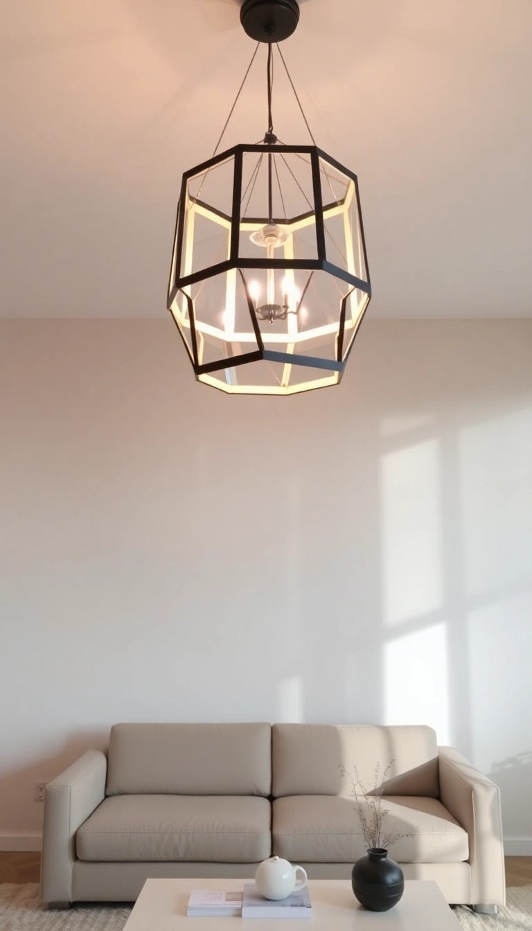 18 Minimalist Lighting Ideas That Will Make Your Living Room Shine Brightly! - 7. Geometric Light Fixtures