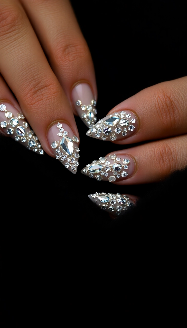 24 Punchy Nail Designs That'll Make You Want to DIY Right Now! - 22. Crystal Accents