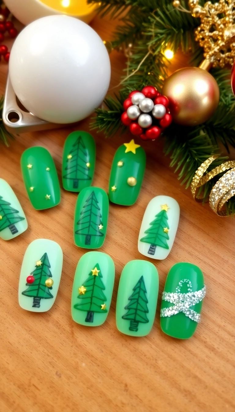 25 Stunning Christmas Nail Designs That Will Make You the Star of the Holiday Party! - 3. Festive Christmas Tree Designs