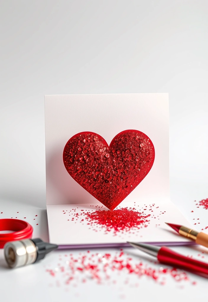 10 DIY Valentine Cards You Can Make in 10 Minutes (Your Love Will Adore #5!) - 3. Glittery Pop-Up Heart Card