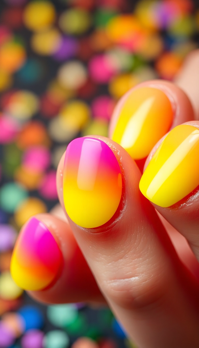 24 Punchy Nail Designs That'll Make You Want to DIY Right Now! - 1. Neon Ombre Delight