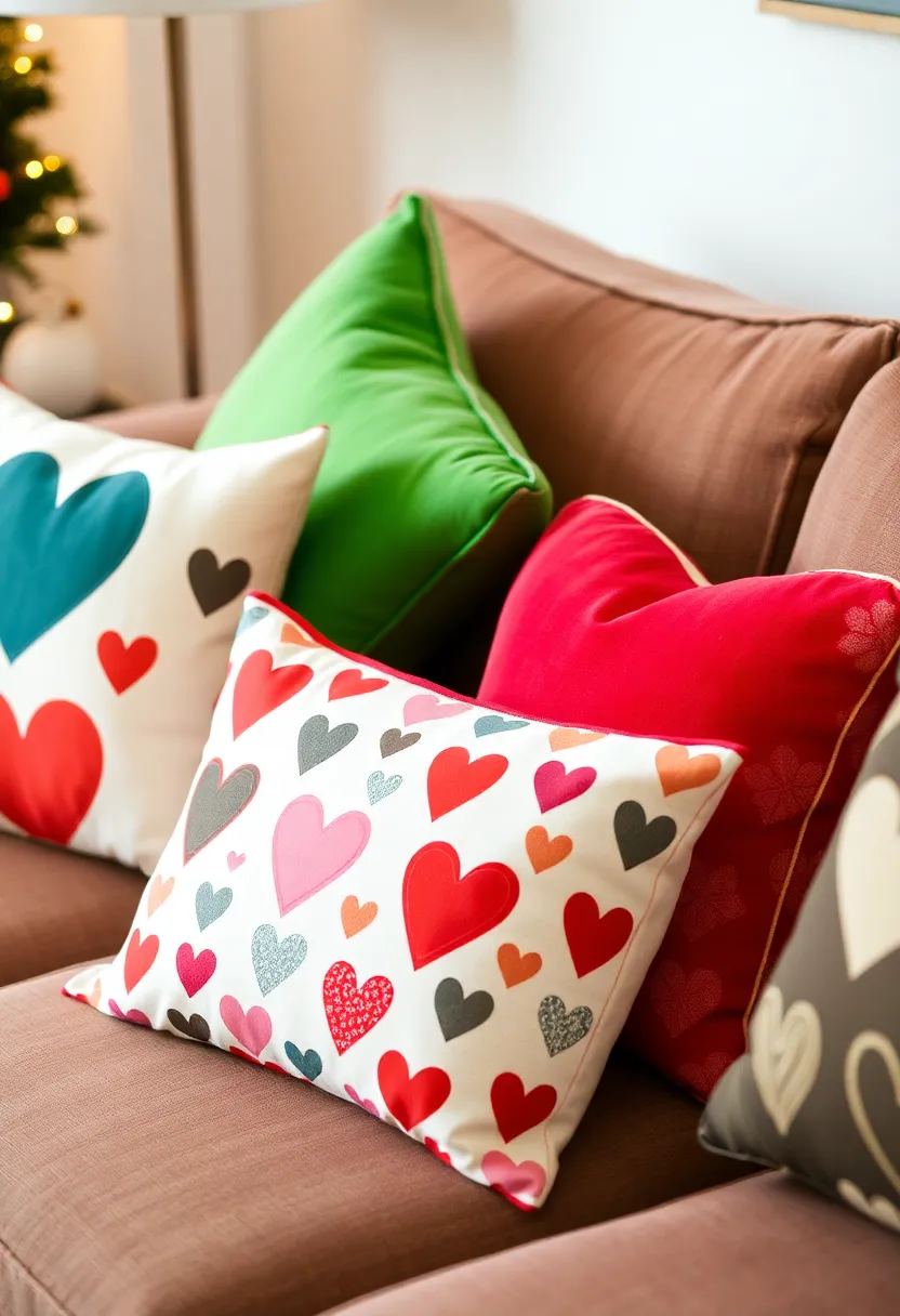 10 Fun Valentine's Day Decorations Crafts for the Whole Family (Get Ready for #4!) - 9. Heart-Printed Pillows