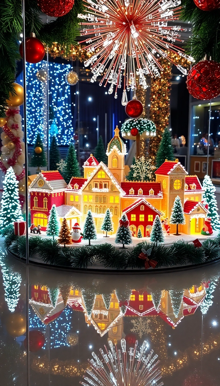 21 Stunning Christmas Village Display Platform Ideas You Must Try This Holiday Season! - 5. Mirror Base