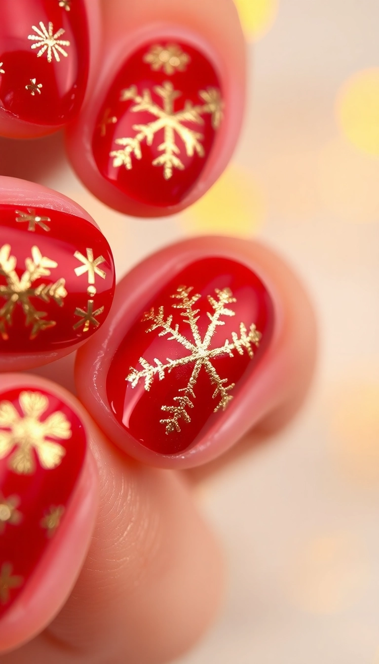 Top 10 Christmas Nail Designs to Sparkle This Holiday Season - 1. Classic Red and Gold Glam