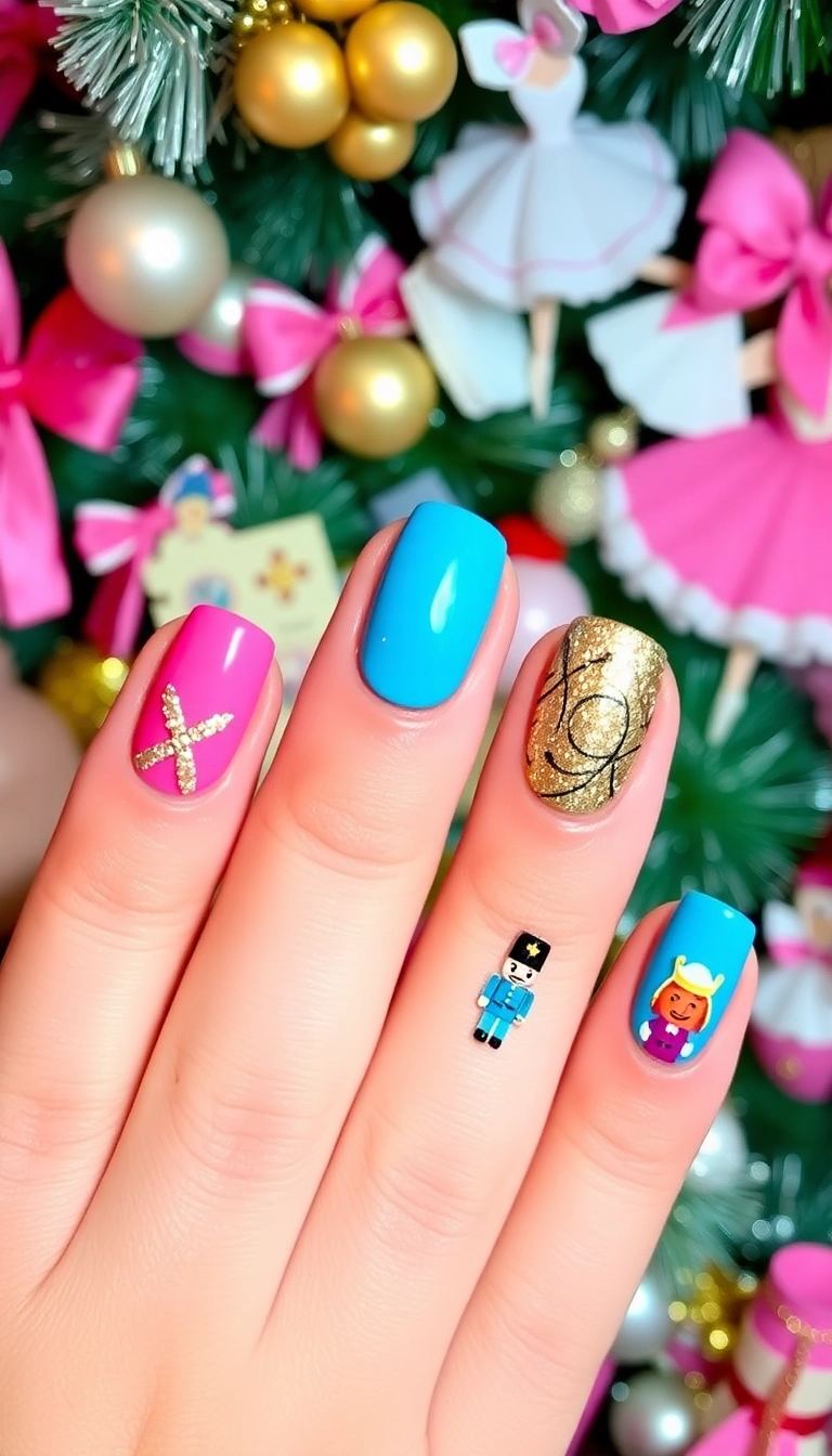 25 Stunning Christmas Nail Designs That Will Make You the Star of the Holiday Party! - 9. Nutcracker Ballet Inspiration