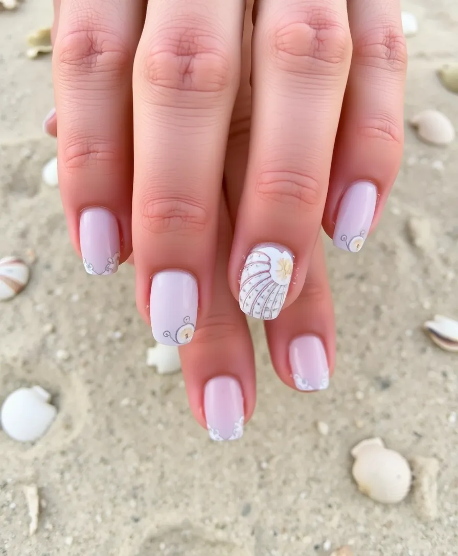 21 Gorgeous Summer Holiday Nail Ideas to Make Your Friends Jealous! - 16. Seashell Elegance