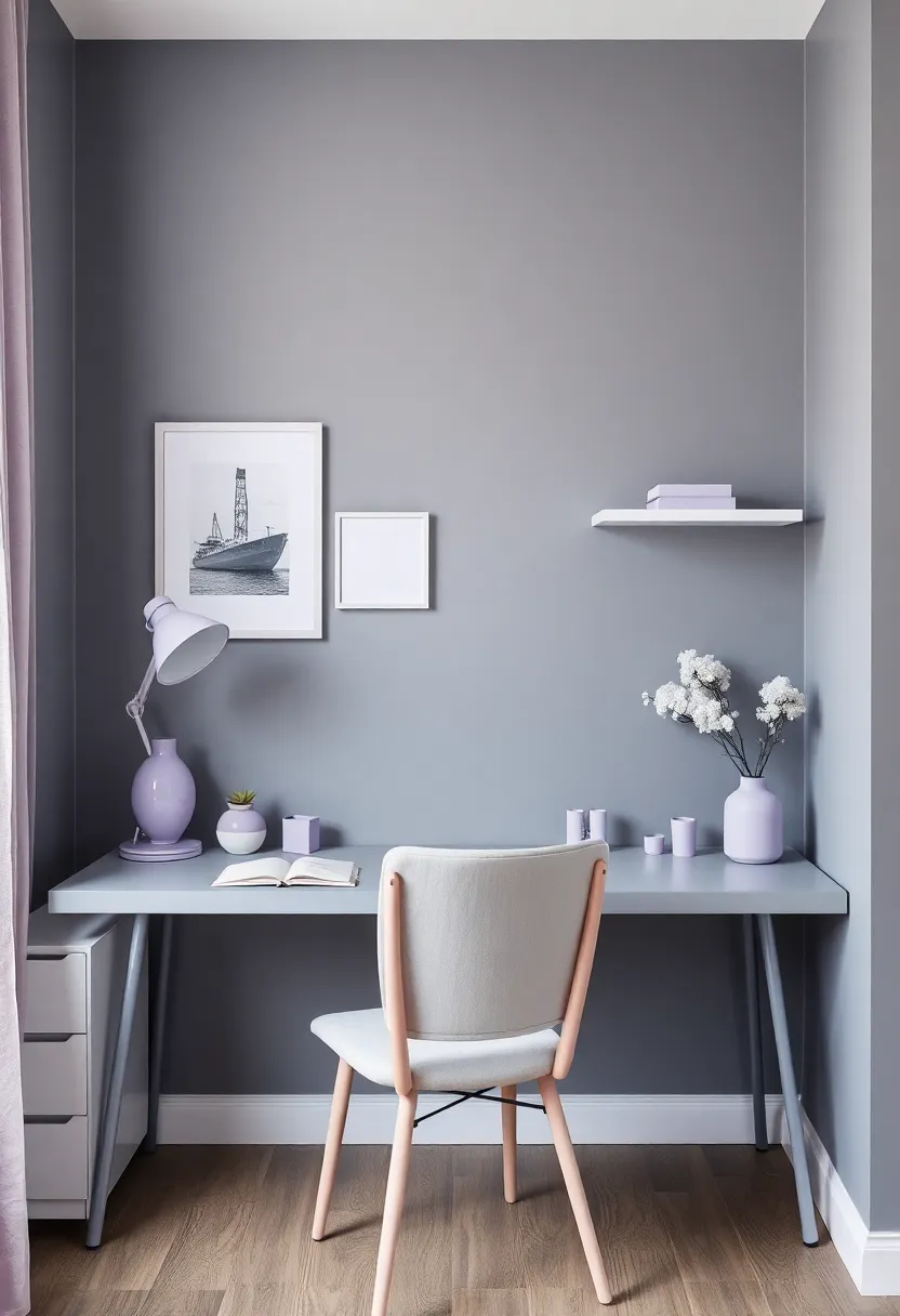 16 Bold Color Combinations That'll Make Your Neighbors Jealous (Watch Out for #3!) - 14. Steel Grey and Soft Lavender