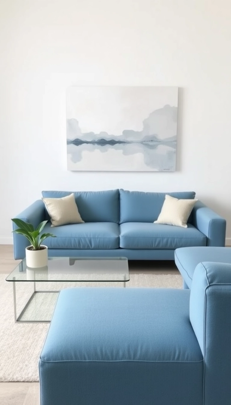 14 Coastal Blue Couch Living Room Ideas That Will Bring the Beach to Your Home! - 3. Modern Minimalism