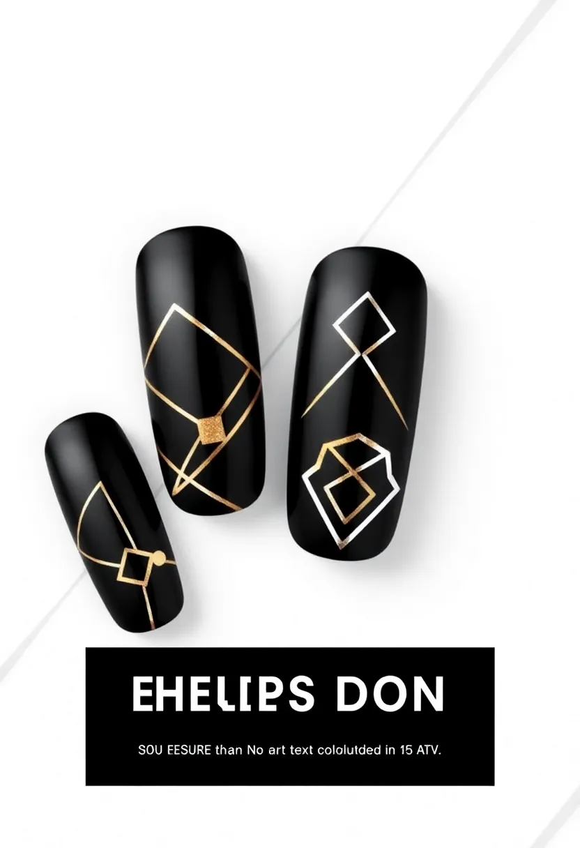 Sophisticated Black Nails: Perfect for New Year Nails - 5. Geometric Designs