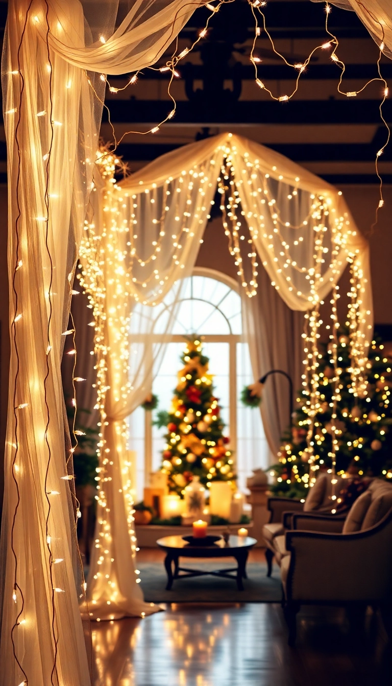 21 Stunning Christmas Archway Decor Ideas to Transform Your Indoor Space (You Won't Believe #14!) - 4. Twinkling Light Canopy