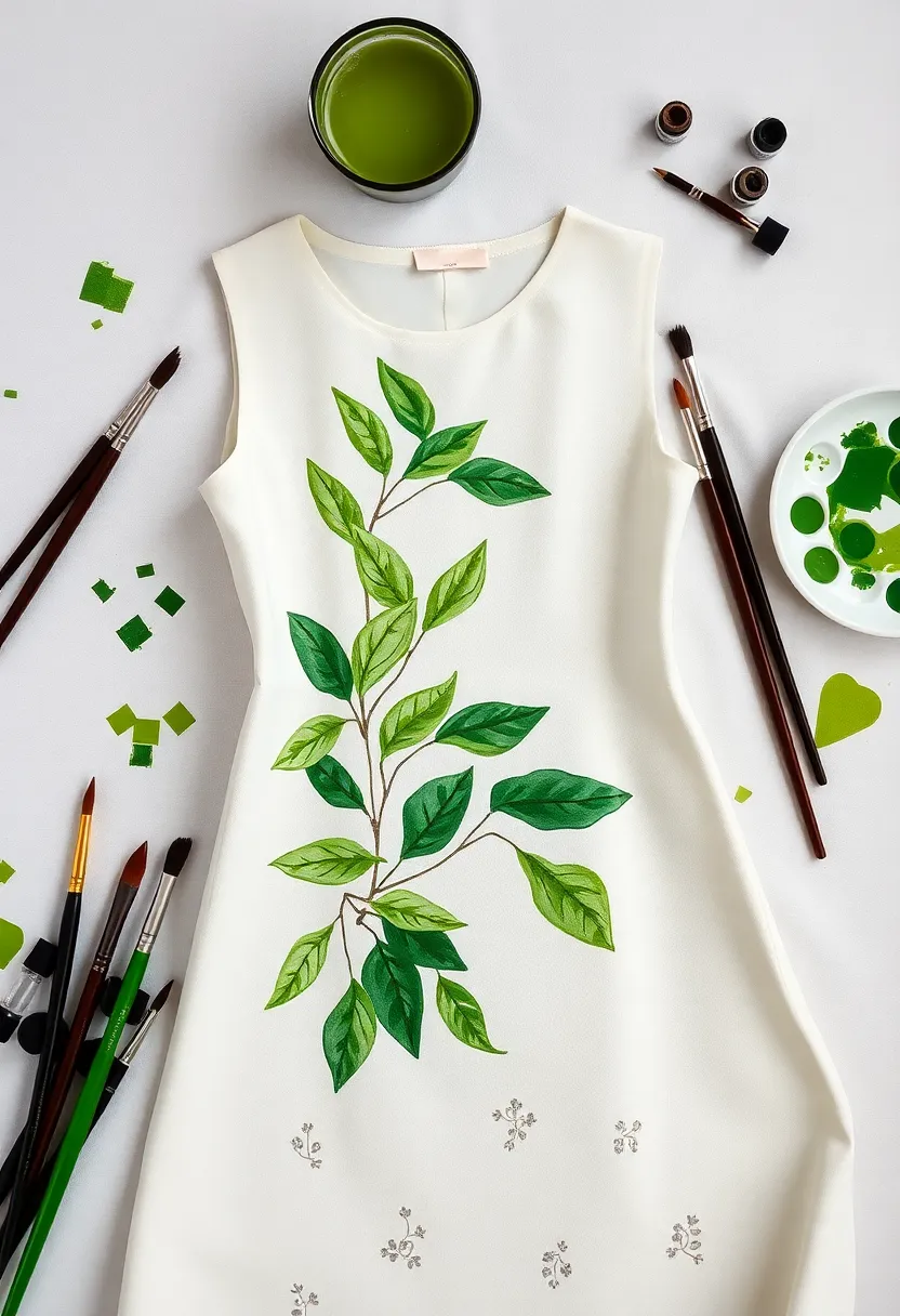 Elevate Your Style with This DIY Matcha Delight Dress Design (It’s a Game Changer!) - 4. Hand-Painted Matcha Accents