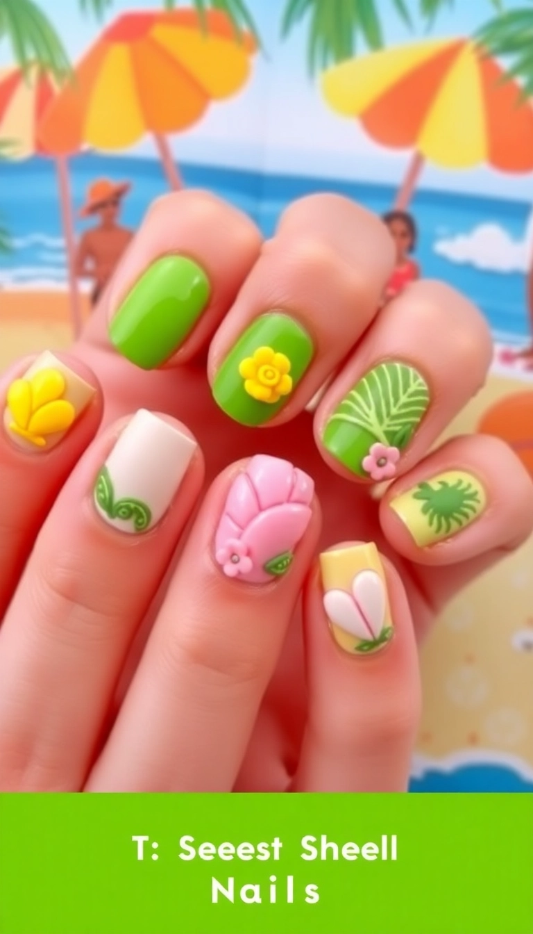 13 Seashell Nail Art Ideas That Will Leave You Shell-Shocked! - 5. Tropical Vibes