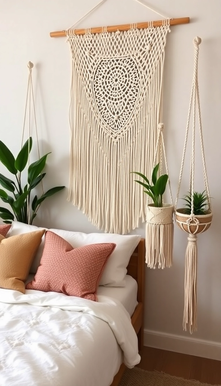 21 Cozy Boho Bedroom Ideas That'll Make You Feel Like You’re on a Permanent Vacation! - 13. Macramé Accents