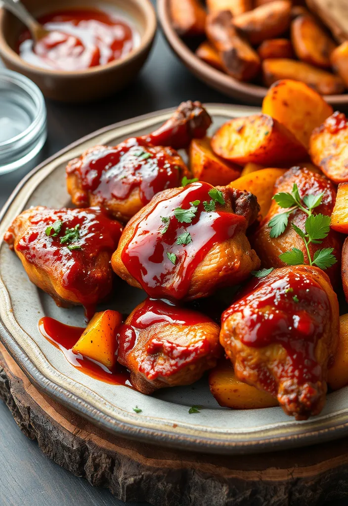 10 One-Pan Chicken Recipes That'll Make You Love Cooking Again (#7 Is a Game-Changer!) - 6. BBQ Chicken and Sweet Potatoes