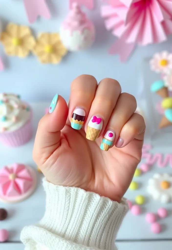 13 Fun Valentine's Nails for Kids That Will Make Their Day Extra Special! - 8. Sweet Treats