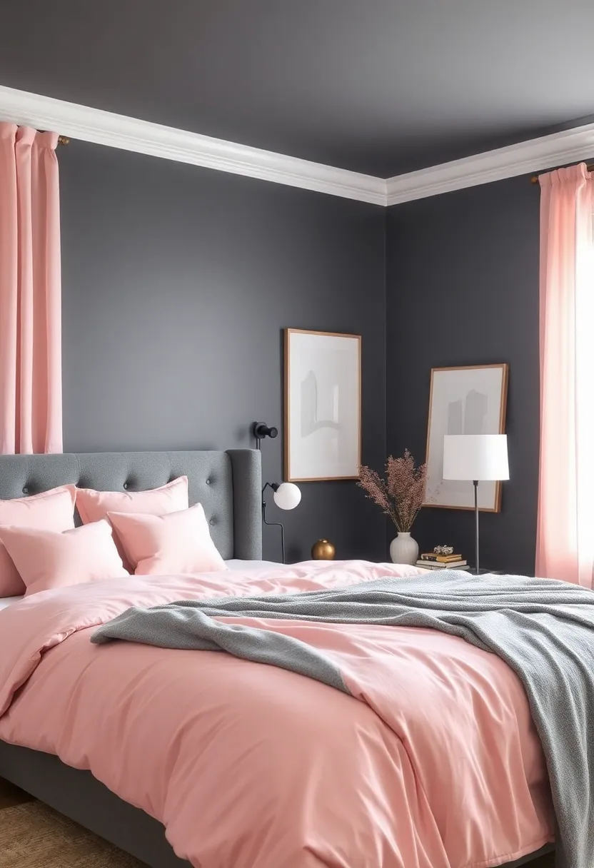 16 Bold Color Combinations That'll Make Your Neighbors Jealous (Watch Out for #3!) - 7. Charcoal Grey and Blush Pink