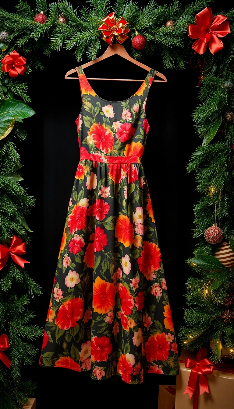 15 Stunning Christmas Cocktail Dresses That Will Make You the Star of the Party! - 12. Floral Print Dress