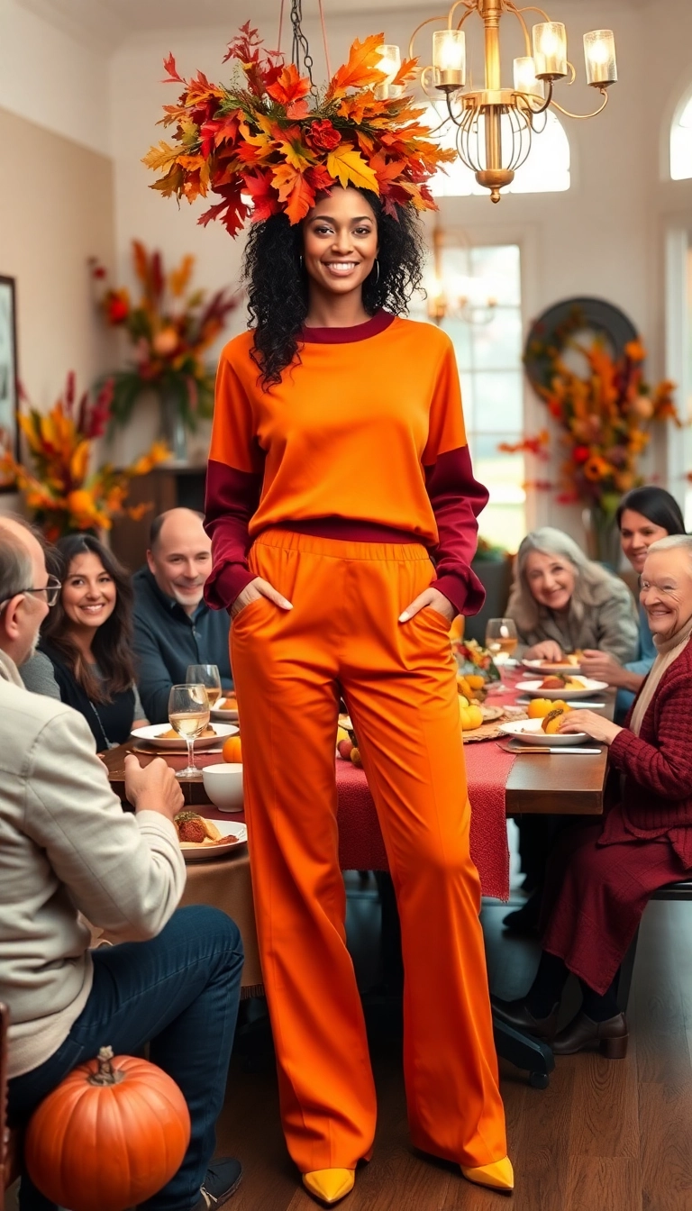 20 Thanksgiving Outfits That'll Make You the Star of the Dinner Table (You Won't Believe #11!) - 12. Festive Color Block Outfit