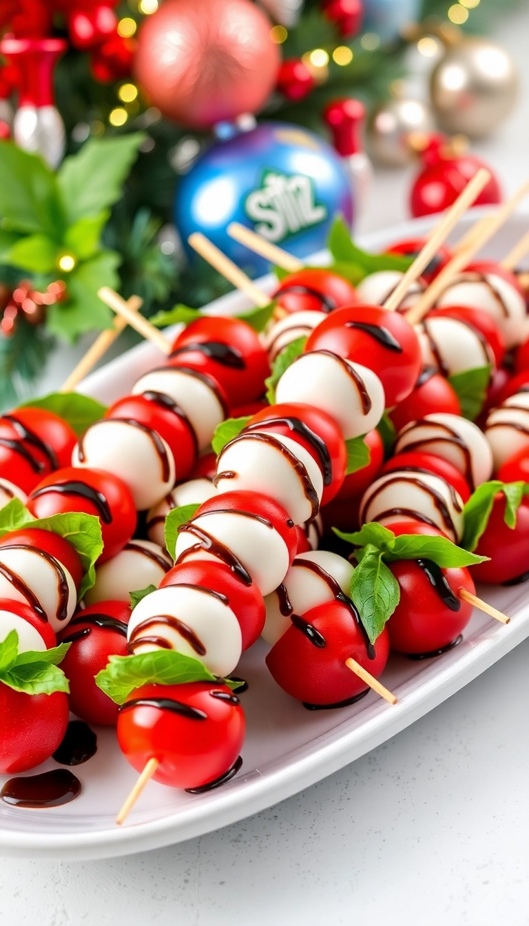 21 Festive Christmas Party Food Ideas That Will Wow Your Guests (You Won't Believe #10!) - 11. Caprese Skewers